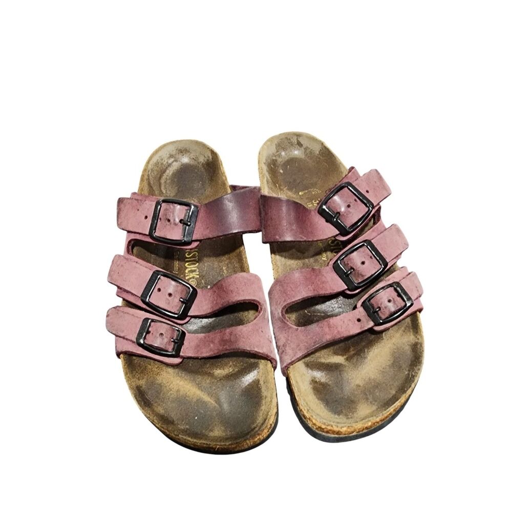 Birkenstock Suede Multi Strap Sandals Mauve Pink Size 37 US 6 Comfort